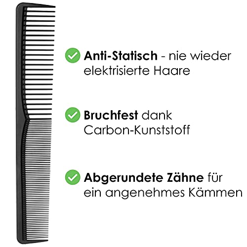 CYWVYNYT Peine de carbón antiestático, antirotura de pelo de plástico de carbono de alta resistencia, peine de peluquería y peine para el pelo y la barba para hombres