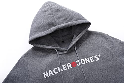 DAFENP Sudaderas Hombres con Capucha Forrado Caliente Sudadera Deportivo Invierno Hoodie Manga Larga Cordón con Bolsillo WY71055M-Grey-S