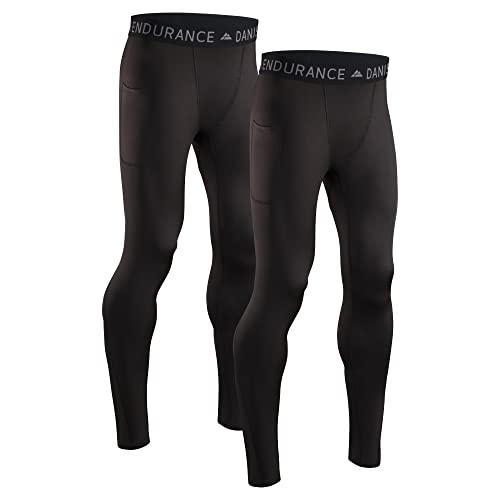 DANISH ENDURANCE Men's Compression Long Tights L Black 2-Pack