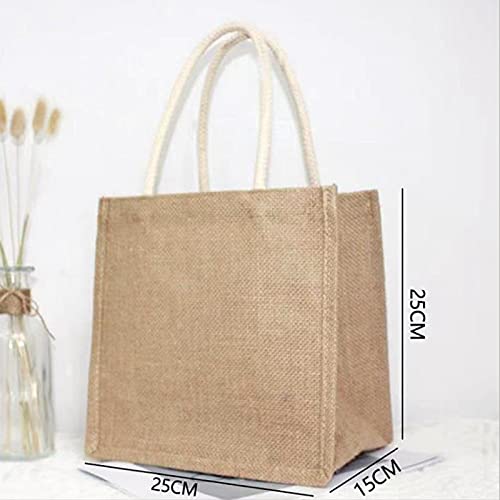 Dasing Bolsa de yute de lino Tote GrooE, reutilizable, con asas, para mujer, para la compra, DIY, respetuosa con el medio ambiente, M