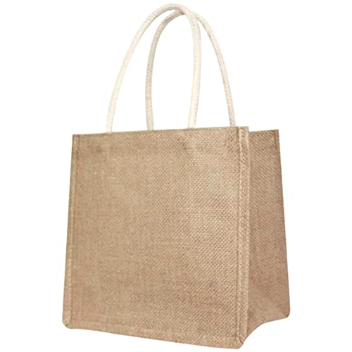 Dasing Bolsa de yute de lino Tote GrooE, reutilizable, con asas, para mujer, para la compra, DIY, respetuosa con el medio ambiente, M