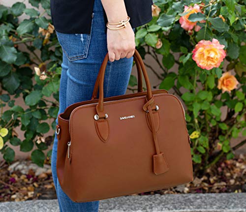 David Jones - Bolso de Mano Bugatti Mujer - Señora Tote Bag Cuero Genuino PU - Bolso de Hombro Bandolera Múltiples Bolsillos Cremallera - Shopper Asas Piel Trabajo Diario Elegante Moda - Marrón Camel