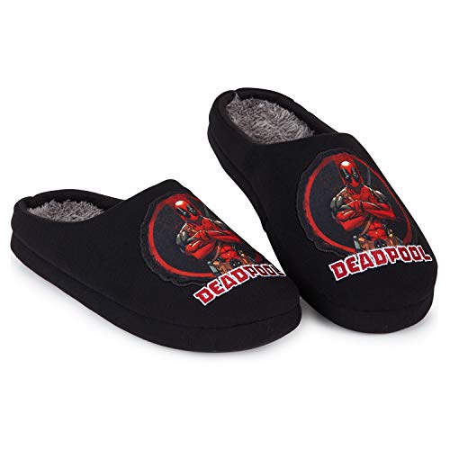 Deadpool Zapatillas Casa Hombre, Originales Pantuflas Térmicas de Invierno, Zapatillas Forradas para Hombres, Regalos Originales Marvel para Hombre (43 EU, Numeric_43) (42, Negro, numeric_42)