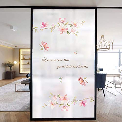 decalmile Pegatinas de Pared Rosado Flor Vinilos Decorativos Magnolia Floral Adhesivos Pared Habitación Niña Salón Dormitorio