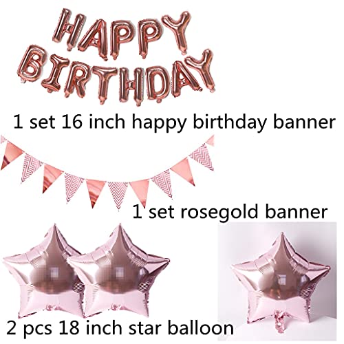 Decoración de cumpleaños para mujer, oro rosa, 26 años, 26 globos gigantes