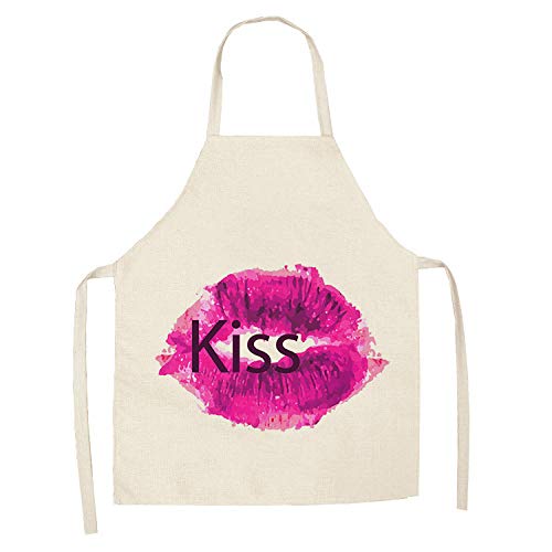 Delantal Cocina Baberos Delantal De Cocina Labios Mujeres Sexy Impreso Delantales De Lino De Algodón Sin Mangas Para Hombres Mujeres Herramientas De Limpieza Del Hogar 55 * 68Cm-9_55X68Cm_For_Adu