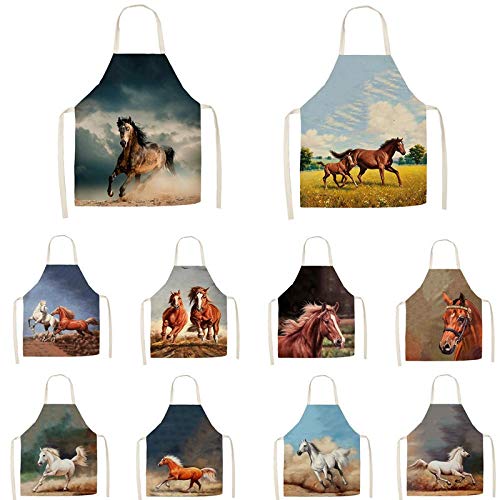 Delantal Cocina Baberos Delantales De Cocina Con Estampado De Tema De Pintura Al Óleo Para Correr De Caballos, Unisex, Cena, Fiesta, Cocina, Babero, Divertido Delantal De Limpieza-10_55X68Cm_For_