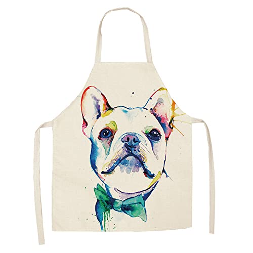 Delantal de Cocina, Lukery Buldog Patrón Delantal de Barbacoa Delantal de Chef Pintura Delantales para Infantil Mujer Hombre Restaurante Trabajo Cocina Hornear Jardín- (Caballero,Niño- 47x38cm)