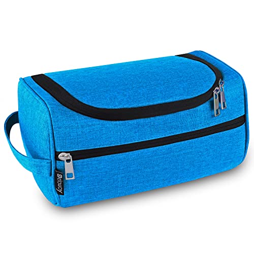 DELAWAY® Neceser para hombre y mujer para colgar, bolsa de aseo para hombres y mujeres, con soporte para maleta, azul claro,