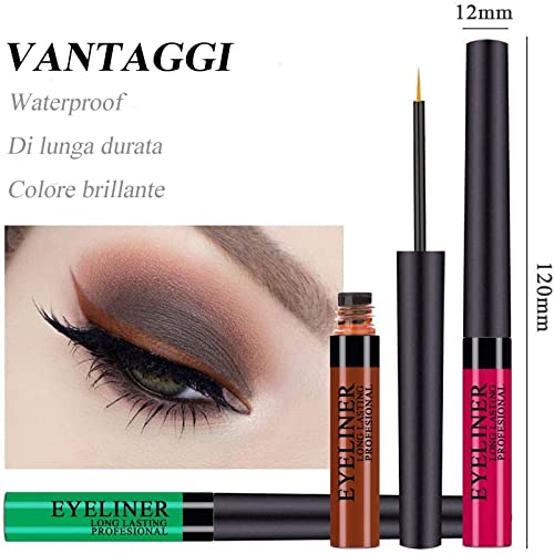 Delineador de ojos de 12 colores, eyeliner colores líquido mate, delineador de ojos waterproof，delineador de ojos de colores de alta precisión y larga duración para maquillaje de cosplay de fiesta