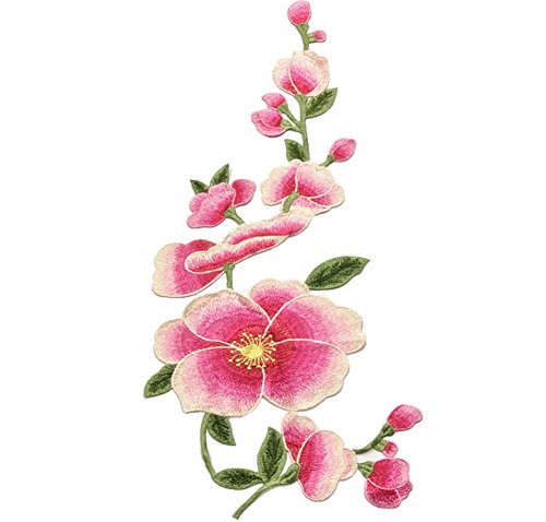 Demarkt – Lotus parche con plancha Patch Ropa Parches Bordado Applique Lotus DIY Artesanía rosa 27 cm