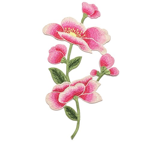 Demarkt – Lotus parche con plancha Patch Ropa Parches Bordado Applique Lotus DIY Artesanía rosa 27 cm