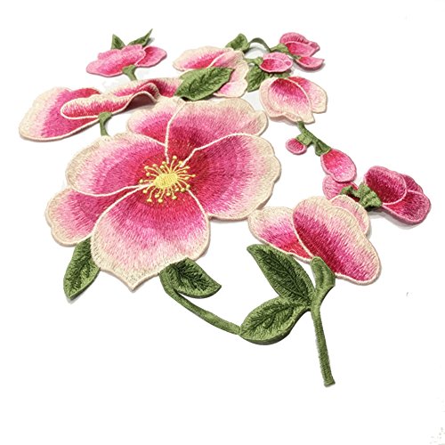 Demarkt – Lotus Parche con Plancha Patch Ropa Parches Bordado Applique Lotus DIY Artesanía Rosa 27 cm y 48 cm