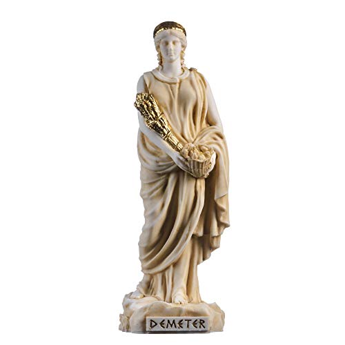 Demeter Diosa de la cosecha y la agricultura Estatua de Alabastro tono dorado 20,6 cm