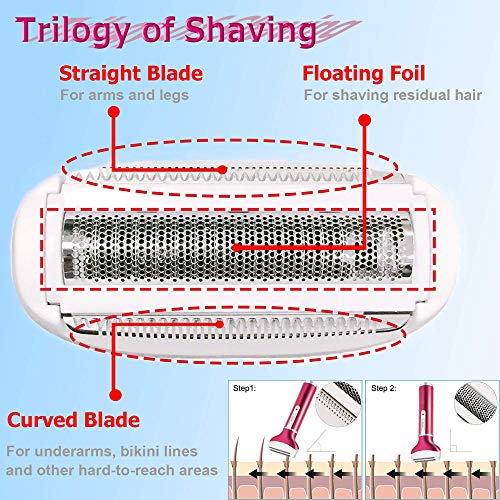 Depiladora 4 en 1 Lady Shaver, Anself Ladies Bikini Trimmer Electric Lady Shaver Recargable Vibrissae Trimmer Nariz Ceja Trimmer Sistema de preparación del cuerpo para Bikini Area (oro rosa)