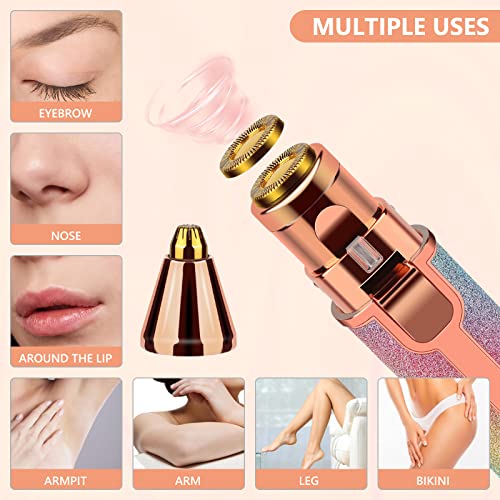 Depiladora Cejas Mujer, Sylanda 2 en 1 Perfilador de Cejas y Luz LED, USB Recargable Depiladora Facial Mujer, Impermeable Portátil Sin Dolor Depiladora Cejas para Oreja, Nariz, Cejas o Corporal