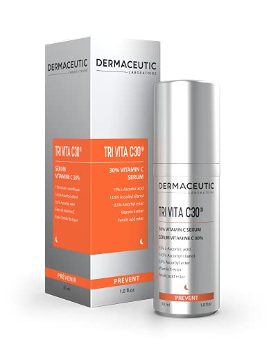 Dermaceutic Tri Vita C30 - Suero con un 30% de vitamina C - Producto prémium altamente concentrado con 3 tipos de vitamina C y vitamina E – Suero facial antioxidante - 30 ml