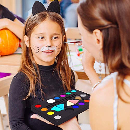 Desire Deluxe Kit Pinturas Cara y Cuerpo para Niños y Niñas con Paleta Amplia de Colores, Juego de Pinceles, Tatuajes Temporales, Esponjas Maquillaje, Purpurinas y Plantillas