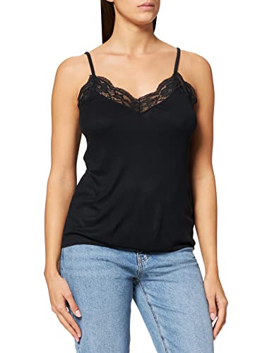 Desires Becca Camiseta con encaje para Mujer, Negro, S