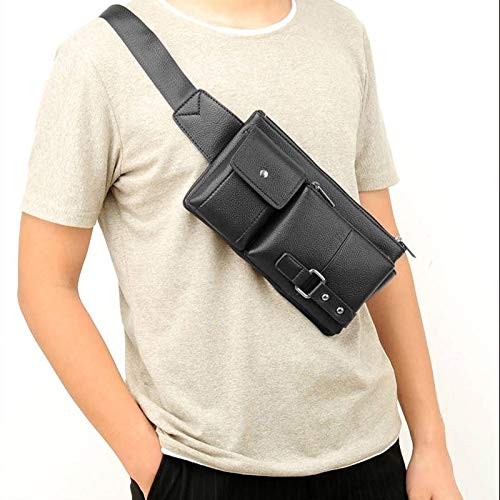 DFV mobile - Bag Fanny Pack Leather Waist Shoulder Bag for Ebook, Tablet and for HTC 10 JP (HTC Perfume) (2016) - Black