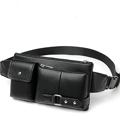 DFV mobile - Bag Fanny Pack Leather Waist Shoulder Bag for Ebook, Tablet and for HTC 10 JP (HTC Perfume) (2016) - Black