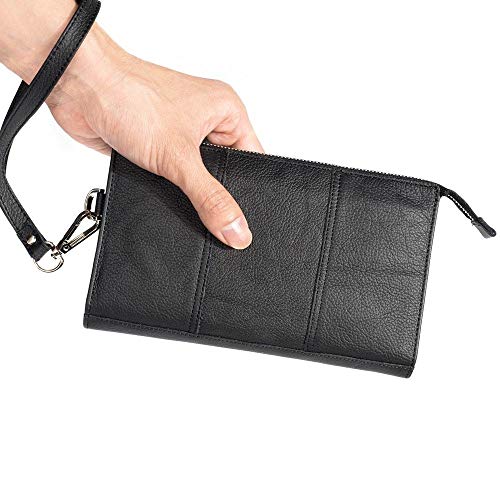 DFV mobile - Funda Piel Natural Nuevo Diseño Bolso de Mano para O2 Jet - Negra