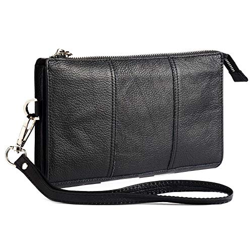 DFV mobile - Genuine Leather Case Handbag for Vertu Aster P (2018) - Black