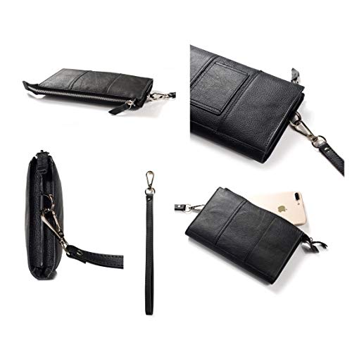 DFV mobile - Genuine Leather Case Handbag for Vertu Aster P (2018) - Black