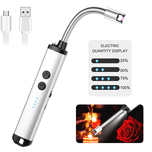 DGZZ - Encendedor eléctrico USB, arco eléctrico de cocina, encendedor recargable con cable USB, cuello largo y 360º flexible, encendedor largo para encender velas, estufas, barbacoas