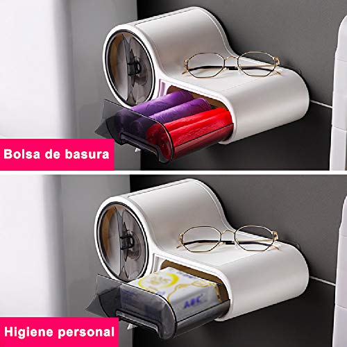 Dido´s Portarrollos para Papel Higiénico Icono WC, dispensador de Papel de baño Adhesivo,Accesorios baño sin Taladro, Impermeable, Porta Rollo de Papel higiénico Aseo Pared.