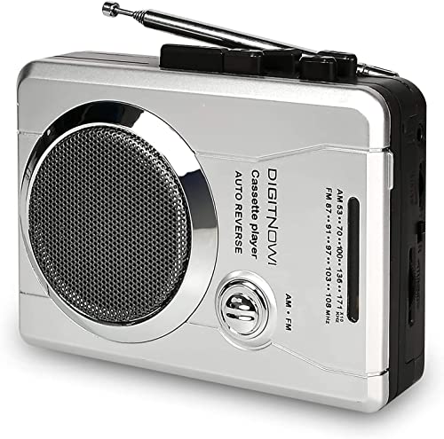 DIGITNOW! Reproductor de Cassette portátil Walkman,Radio Grabadora de Cassette con Auriculares,Radio FM/AM,Micrófono,Grabadora de voz,con Bucle de Reproducción de Cinta, Avance y Retroceso