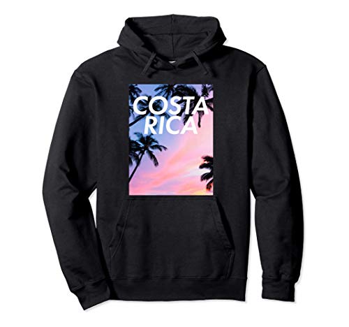 Diseño gráfico de una puesta de sol tropical y palmeras en Sudadera con Capucha