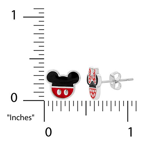 Disney Mickey and Minnie Mouse Mismatched Silver Plated Stud Earrings, Mickey's 90th Anniversary