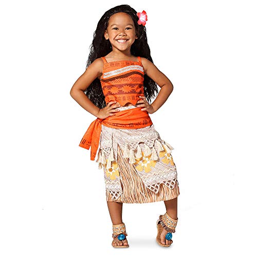 Disney Store Moana Disfraz para niños, 2 unidades, estampados inspirados en polinesia y una falda tejida multicapa para vestirse, disfraz de niños - Talla 5-6 años