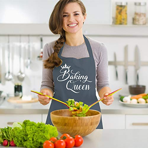 Divertidos Delantales para Hornear Mujer - Baking Queen - Delantales de Cocina - Delantal de Navidad Regalos para Panaderos Mamá Esposa