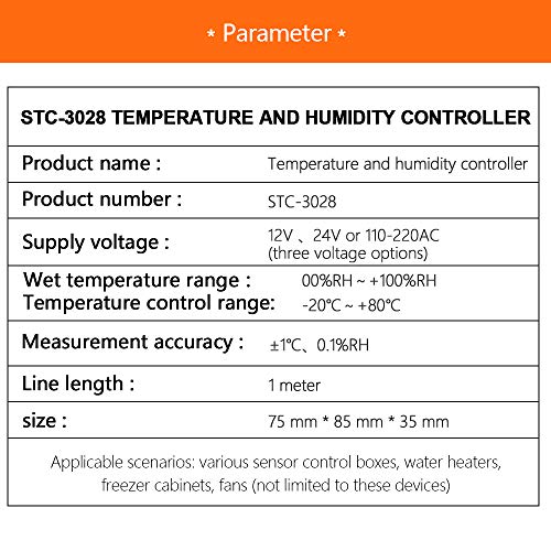 Diymore Termostato Controlador de Temperatura y Humedad Digital STC-3028 AC110V-220V Deshumidificador Calentador con AM2120 Sonda Refrigerador Humidificador Deshumidificador