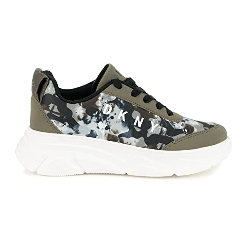 DKNY Zapatillas para niño, Verde camuflaje., 28 EU