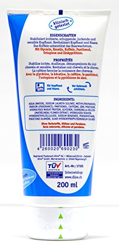 dline NAS Nutrient Anticaspa Champú 200 ml para el cuero cabelludo irritado y sensible con picazón y cabello, champú revitalizante con cafeína para el crecimiento del cabello, 1 tubo (1 x 200 ml)