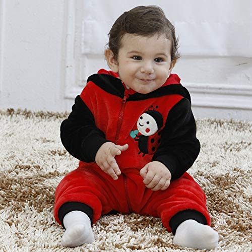 Doladola Unisex Baby Hoodies Onesie Cartoon Animal Romper Pyjama (Mariquita,(Altura:90-100cm/24-30 meses))