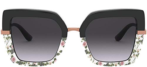 Dolce & Gabbana 0DG4373 Gafas, Top Black ON Print Rose/Black, 52 para Mujer