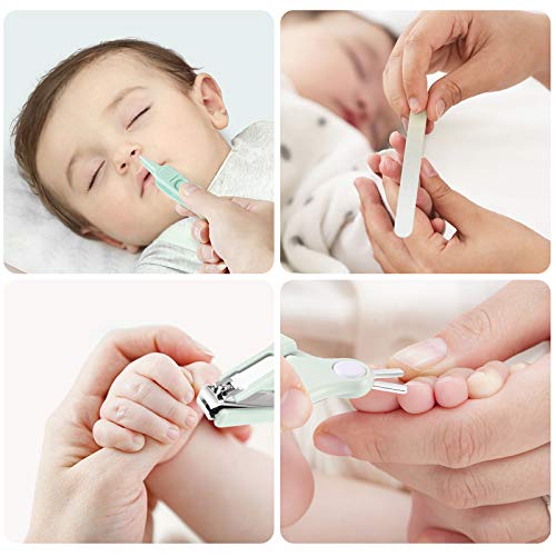 DOOGAXOO Cortaúñas para bebés, Kit de uñas para bebés 4 en 1 Seguro con Estuche Lindo, cortaúñas, Tijeras, Pinzas, Juego de limas de uñas para bebés para recién Nacidos, bebés, niños pequeños y niños