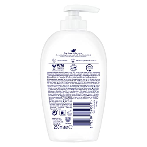 Dove  Jabón Líquido de Manos  Cuida y Protege con Dosificador  250ml