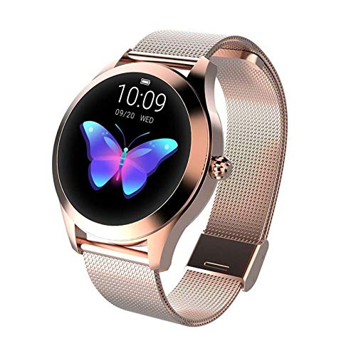 Dray Smartwatch KW10,Pantalla táctil Resistente al Agua Redonda Ip68,rastreador de Ejercicios con frecuencia cardíaca y Pulsera con podómetro para iOS/Android,Reloj Inteligente para Mujeres