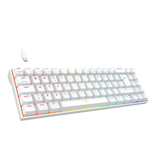 DREVO Calibur V2 TE Cherry MX Rojo RGB 60% Teclado Mecánico para Juegos, Distribución QWERTY Españo, Compacto de 72 Teclas, Compatible con PC/Mac, USB C, Blanco