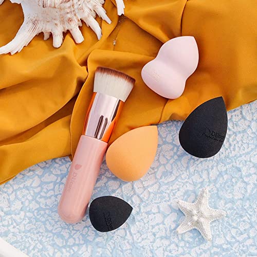 DUcare 4 Piezas Esponja Maquillaje + 1 Piezas Brocha de Base - Set de Makeup Blender Beauty para Base de Maquillaje, Ideal para Líquidos, Cremas y Polvos