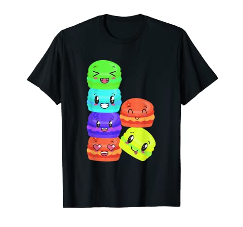Dulce Colorido Macarrones Happy Foods Apilado Hasta Diseño Camiseta
