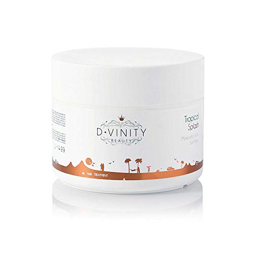 D.VINITY Tropical Splash – Mascarilla Protección Solar, Mascarilla para Cabellos Secos, Nutre y Repara, Rico en Vitamina C, Filtro UV, Elimina Restos Cloro, Protector Solar (250 ml)