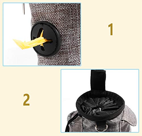 DXIA Bolso de Entrenamiento de Perro, Bolsa de Comida para Perros Golosinas, Perro Tratamiento de Cintura Bolsa, Impermeable Antirasguños con Cordón y Bolsillo, Bolsa de Golosinas para Gatos