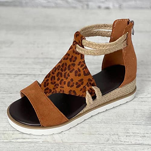 DZQQ Sandalias de tacón de cuña para Mujer, Punta Abierta, Boca de pez, Comercio Exterior, Sandalias de Estilo Romano, Zapatos con Cremallera, Zapatos de Talla Grande para Mujer