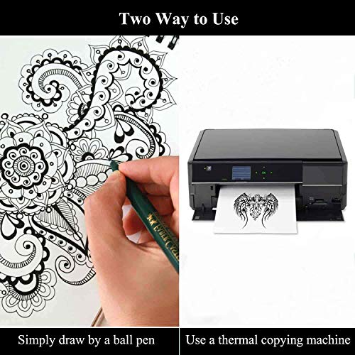 E-Senior Tattoo Transfer Paper, 50 Pcs Papel de calco para tatuajes, A4 Papel Calco para Tatuajes Papel Hectografico Tattoo Calco Tatuaje para Diseño de Bricolaje (50PACK)